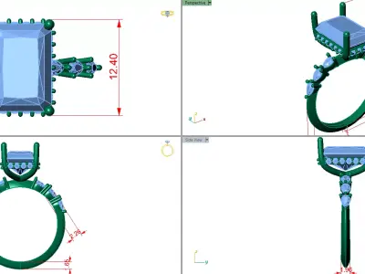 Radiant solitaire with pear shape diamond on shank  3D print model
