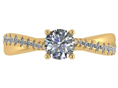 criss cross solitaire ring cathedral shank  3D print model