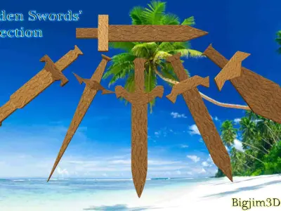 Wooden Swords collection 3D model