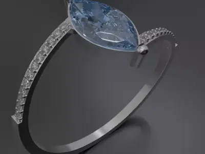 Marquise silver Ring 3D model jewelry 3D model