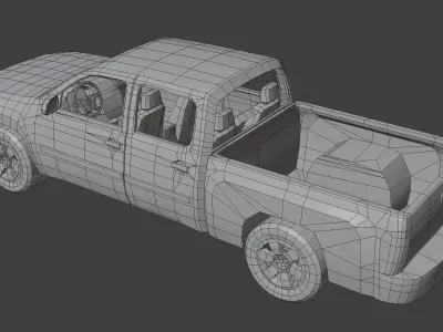 Generic Pickup Truck Car With Interior Lowpoly 3D Model Low-poly 3D model