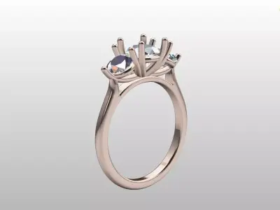 3 STONE RING FOR ROUND STONES 3D print model