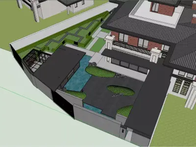 Landscape Model Pack SKP Lumion OBJ Zen Courtyard and Garden 3D model