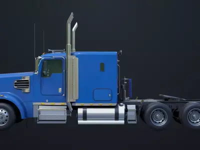 Heavy Truck Chassis 07 Blue and Green All PBR Textures Low-poly 3D model