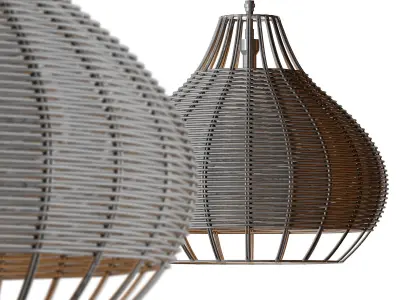 Rattan Pendant Lampshade Wicker Chandelier 3D model