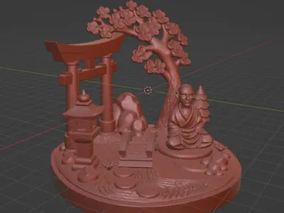 Zen Garden Buddha  Meditation Diorama 3D print model