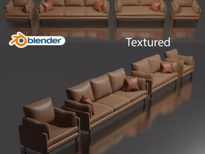 leather sofa ready for design interior Free 3D model
