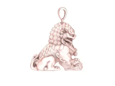 Sphinx chinese lion pendant in sterling silver 3D print model