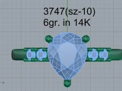 Pear Diamond Ring 3747 3D print model