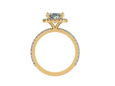 Ring023 oval halo engagement ring gold 3D print model