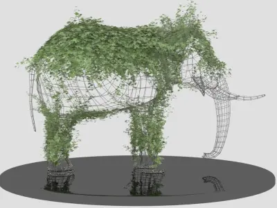 Elephant metal wire sculpture 3D model