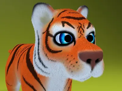 cartoon tiger Low-poly 3D model
