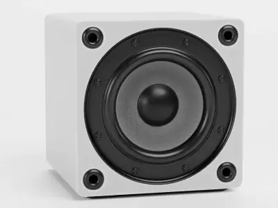 Subwoofer V3 - Universal White Audio System Low-poly 3D model