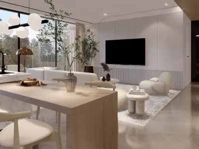  Living Room kitchen  Lumion 11 Scene Plus Sketch up File  3D model