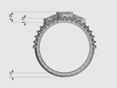 Wide diamond or gemstone band 3D print model