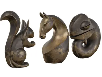 nimals Collection - Squirrel- Horse- and Chameleon Abstract Low-poly 3D model