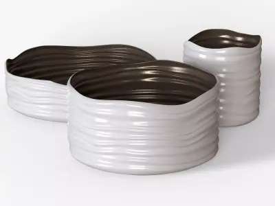 White Plastic Basket Set 3D model