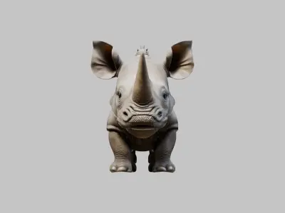 Realistic Baby Rhino 3D Model Low-poly 3D model