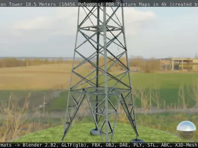 Transmission Tower 18 Meters  Low-poly 3D model