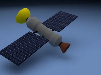 Satellite Low Poly flying in sky Low-poly 3D model