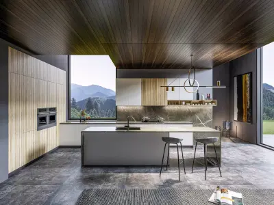 Kitchen fully parametric  Resizable manufacturable  0021 3D model