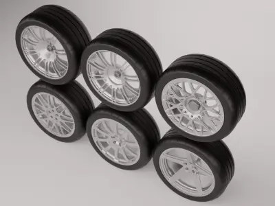 Sports Car Rim Pack 1 Low-poly 3D model