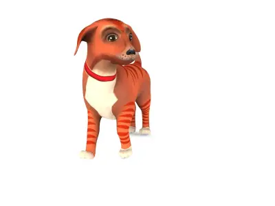 Cartoon Puppy Rigged and Animation Low-poly 3D model