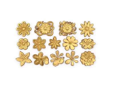  Decorative Flowers Set 01 3D model