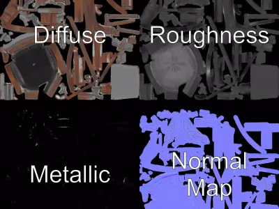 Elegant Oak Rocking Chair model pack Low-poly 3D model