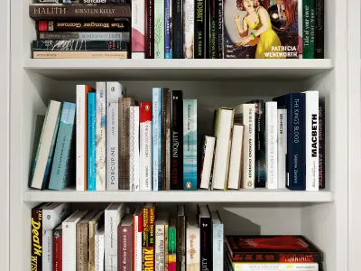 White bookshelf set 3D model