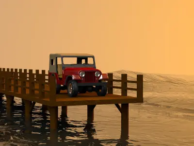 Low poly classic SUV vehicle jeep  Low-poly 3D model