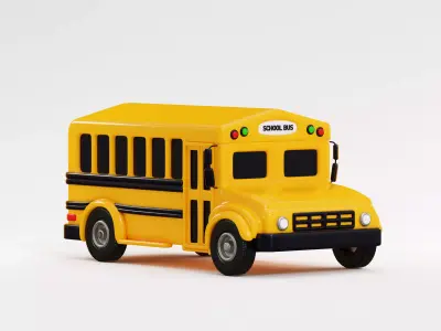 Cartoon School bus Low-poly 3D model