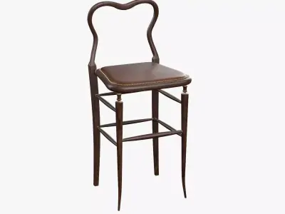 High Chair Clerks Chair No 9 Dark Wooden Oak Version 3D model