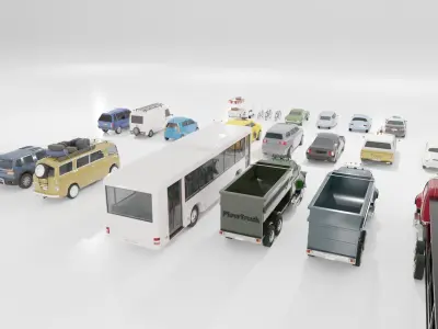 Low poly vehicle set car parking Low-poly 3D model