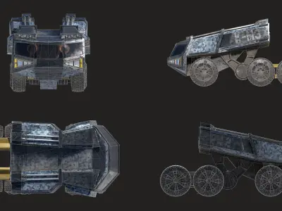 Windbreak truck snowy road Low-poly 3D model