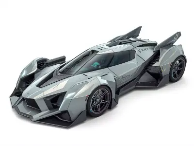 Futuristic Angular Race Hypercar 3D Model Low-poly 3D model