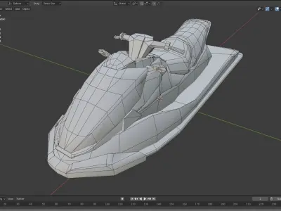 Green Jetski Low-poly 3D model