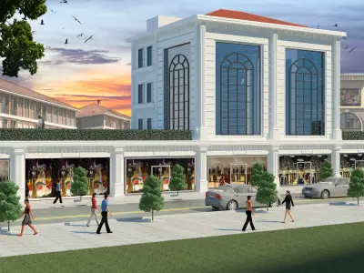 Office Building Exterior 3ds Max V-Ray Scene 3D model