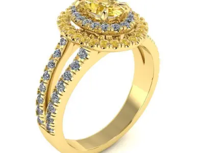 Elegant Oval Halo Diamond Engagement Ring 3D Model Bundle Pack 3D print model