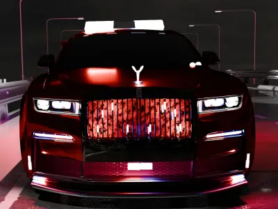 Rolls Royce red painted police car animation and model    3D model