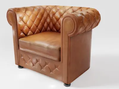 armchairA used leather az9 Low-poly 3D model