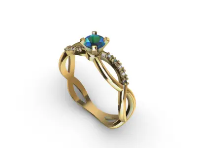 Anillo solitario para dama-mujer -v- 3D print model