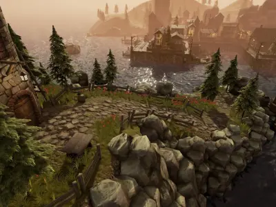 Top-Down Middle Ages City Assets for Game Ready Low-poly 3D model