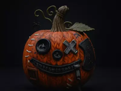 Creepy Button Eyed Pumpkin Halloween Decoration Spooky 3D print model