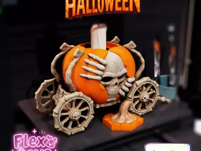Flexi Pumpkin Carriage  3D Printable Toy and Candle Holder 3D print model