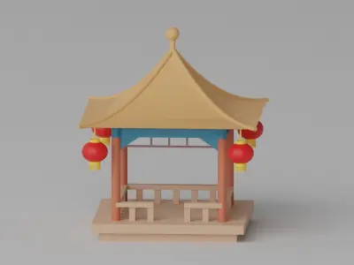 Cartoon Chinese Pavilion 3D model