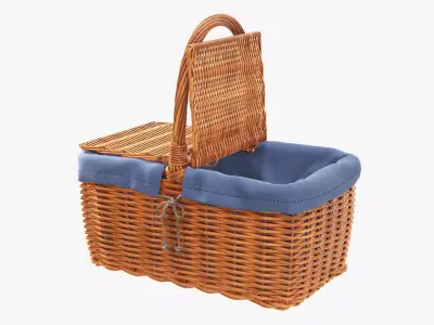 Picnic wicker basket empty  3D model
