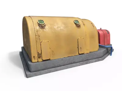 Industrial power plant Low-poly 3D model