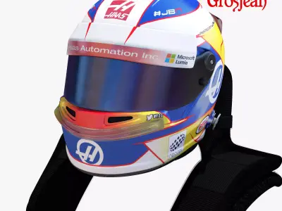 Grosjean helmet 2017 Low-poly 3D model