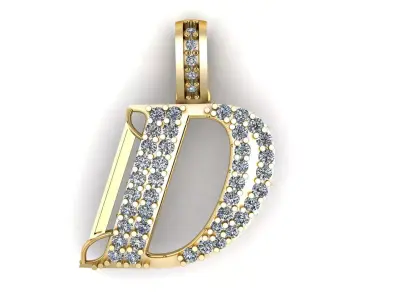 LUXURY ALPHABET D PENDANT 3D PRINTABLE MODEL 3D print model
